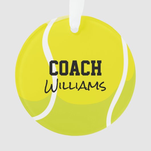 Tennisballen Coach NAAM Team Jaar Gele Sport Ornament (voorkant)