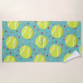 Tennisballen en harten patroon gepersonaliseerd strandlaken (Voorkant)