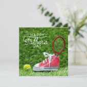 Tennisballen en racket Gelukkige Vaderdag Feestdagenkaart (Staand voorkant)