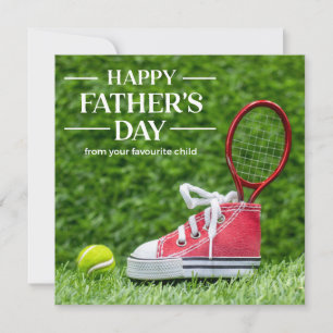 Tennisballen en racket Gelukkige Vaderdag Feestdagenkaart