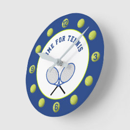 Tennisballen en rackets blue ronde klok