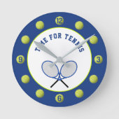 Tennisballen en rackets blue ronde klok (Voorkant)