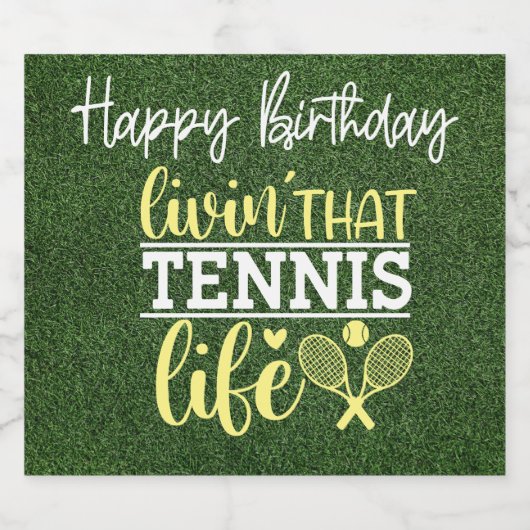 Tennisballen Levende tennis Happy Birthday Sparkling Wijnetiket (Enkel label)
