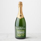 Tennisballen Levende tennis Happy Birthday Sparkling Wijnetiket (Voorkant)