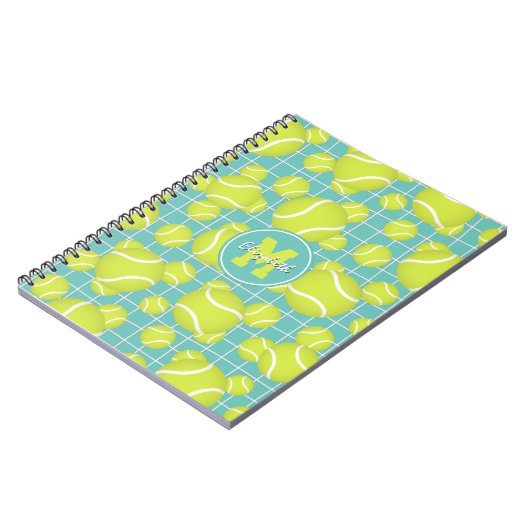 tennisballen met netdetail gepersonaliseerd notitieboek (Linkerzijde)