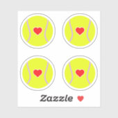 Tennisballen met rood hart pack sticker (Vel)