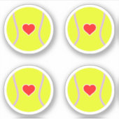 Tennisballen met rood hart pack sticker (Voorkant)