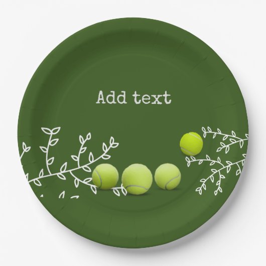 Tennisballen met versiering van de bloem  papieren bordje (Voorkant)