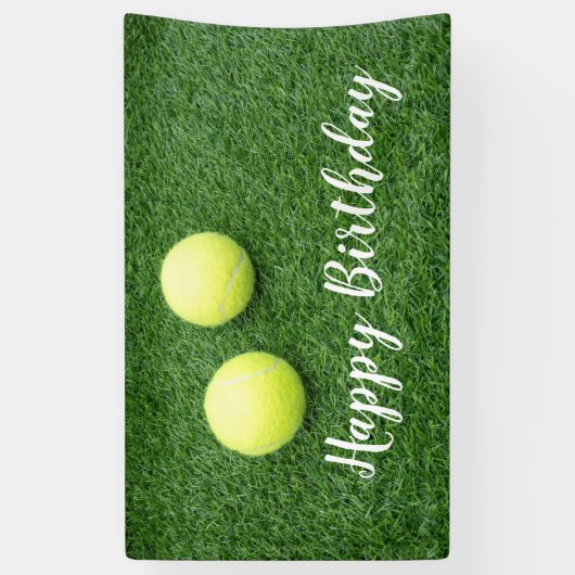 Tennisballen op groen gras spandoek (Verticaal)