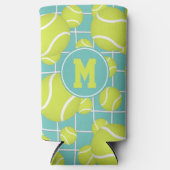 tennisballen patroon w net detail monogrammed seltzer blikjeskoeler (Voorkant)