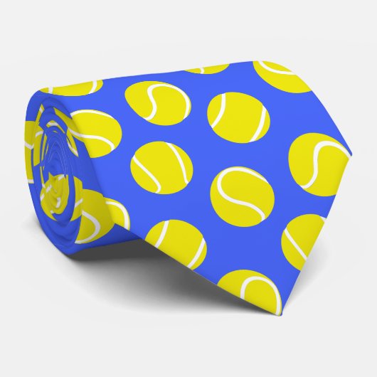 Tennisballen racket sport geel en blauw stropdas (Opgerold)