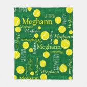 Tennisballen sporten geel, donkergroen fleece deken (Voorkant)