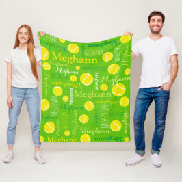 Tennisballen sportgeel, groene aangepaste naam fleece deken