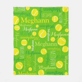 Tennisballen sportgeel, groene aangepaste naam fleece deken