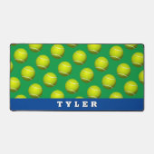 Tennisbalpatroon, Vette witte naam, Blauw & Groen Bureaumat (Voorkant)