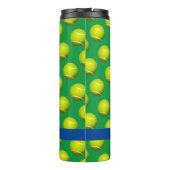Tennisbalpatroon, witte naam, blauw & groen thermosbeker (Achterkant)