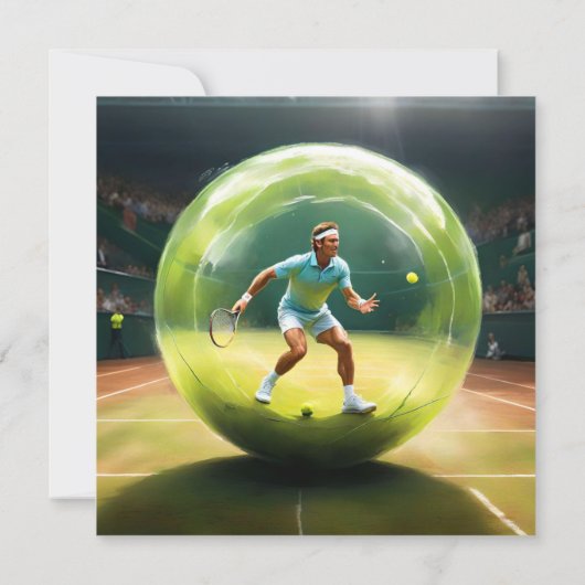 Tennisbalspeler op het veld, platte verjaardag Kaa Kaart (Achterkant)