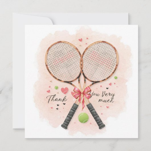 Tennisbruiloft met racket en hartjes (Voorkant)