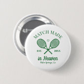 Tennisclub Bruidsfeest 'Match Made In Heaven' Ronde Button 5,7 Cm (Voorkant /achterkant)