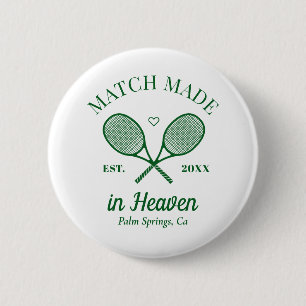Tennisclub Bruidsfeest Match Made In Heaven Ronde Button 5,7 Cm