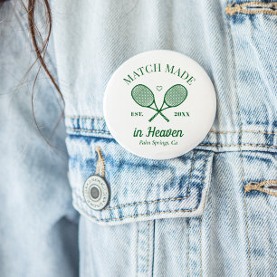 Tennisclub Bruidsfeest Match Made In Heaven Ronde Button 5,7 Cm