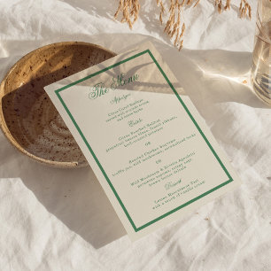 Tennisclub Groen Preppy Streep Trouwmenu Kaart