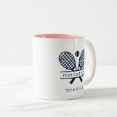 Tennisclub Naam Navy Blue Logo Custom Sports Tweekleurige Koffiemok (Voorkant rechts)