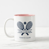 Tennisclub Naam Navy Blue Logo Custom Sports Tweekleurige Koffiemok (Links)