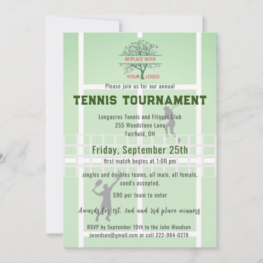 Tennisclub Toernooi Logo Kaart (Voorkant)