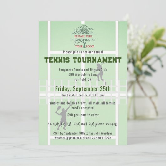 Tennisclub Toernooi Logo Kaart (Staand voorkant)