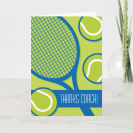 Tenniscoach Bedankt kaart groen en blauw