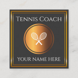 Tenniscoach instructeur leraar Gold Minimal Sport Vierkante Visitekaartje