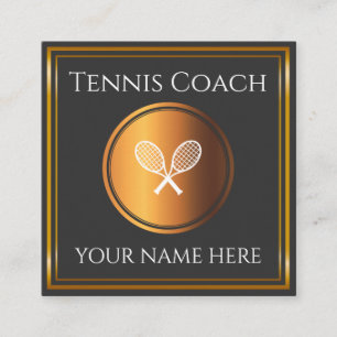 Tenniscoach instructeur leraar Gold Minimal Sport Vierkante Visitekaartje