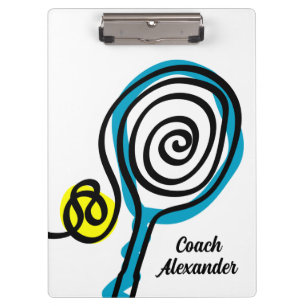 Tenniscoach klembord cadeau met veldindeling
