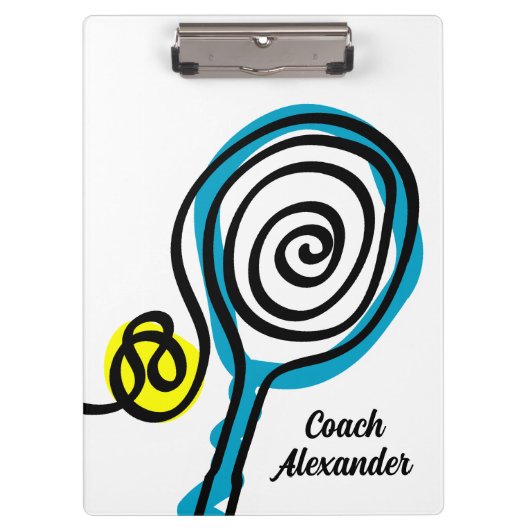 Tenniscoach klembord cadeau met veldindeling (Voorkant)