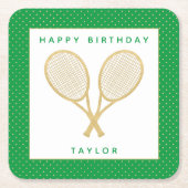 Tennisfeest Chique Goud en Groen Custom Kartonnen Onderzetters (Voorkant)