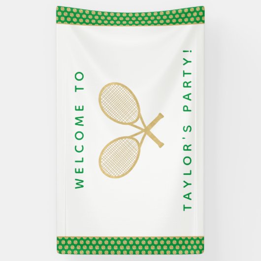 Tennisfeest Chique Goud en Groen Custom Spandoek (Verticaal)