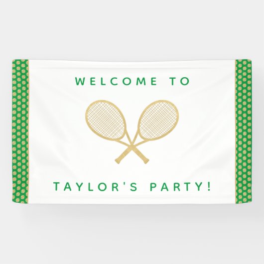 Tennisfeest Chique Goud en Groen Custom Spandoek (Horizontaal)