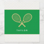 Tennisfeest Chique Goud en Groen Custom Wijn Etiket (Enkel label)