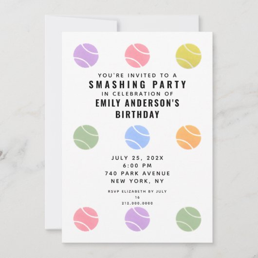 Tennisfeest Uitnodiging (Voorkant)