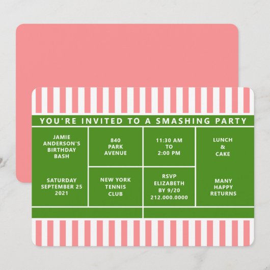 Tennisfeest Uitnodiging (Voorkant / Achterkant)