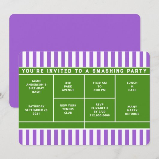 Tennisfeest Uitnodiging (Voorkant / Achterkant)