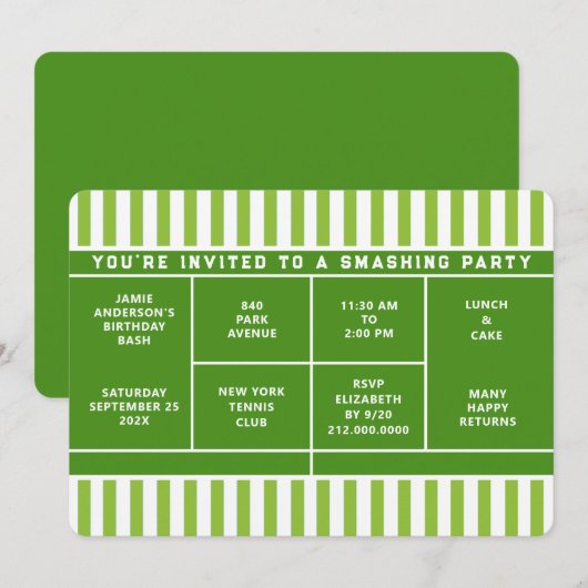 Tennisfeest Uitnodiging (Voorkant / Achterkant)