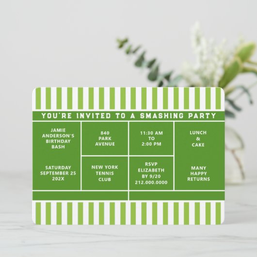 Tennisfeest Uitnodiging (Staand voorkant)