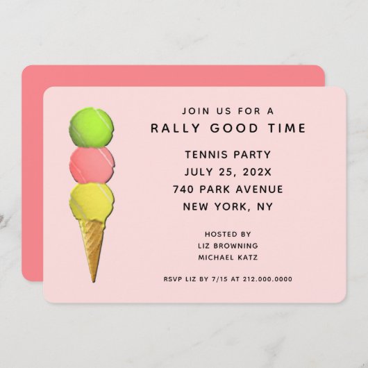 Tennisfeest Uitnodigingen (Voorkant / Achterkant)