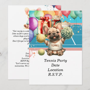 Tennishond verjaardagsfeestje kaart