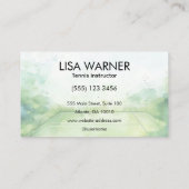 Tennisinstructeur coach waterverf tennisbaan visitekaartje (Achterkant)