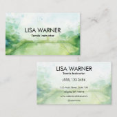 Tennisinstructeur coach waterverf tennisbaan visitekaartje (Voorkant / Achterkant)