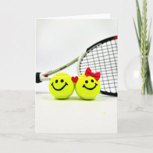 Tenniskaart met hartelijke glimlach kaart