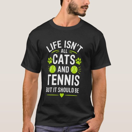 Tenniskatten Grappige Tennis T-shirt (Voorkant)
